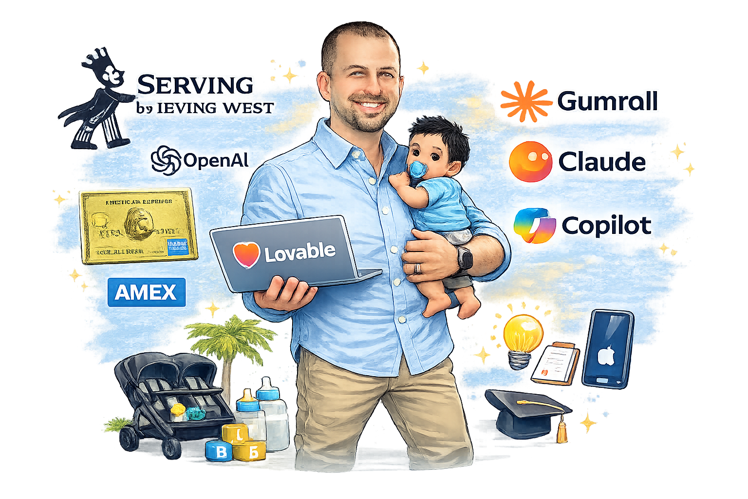 Illustrated portrait — paternity leave